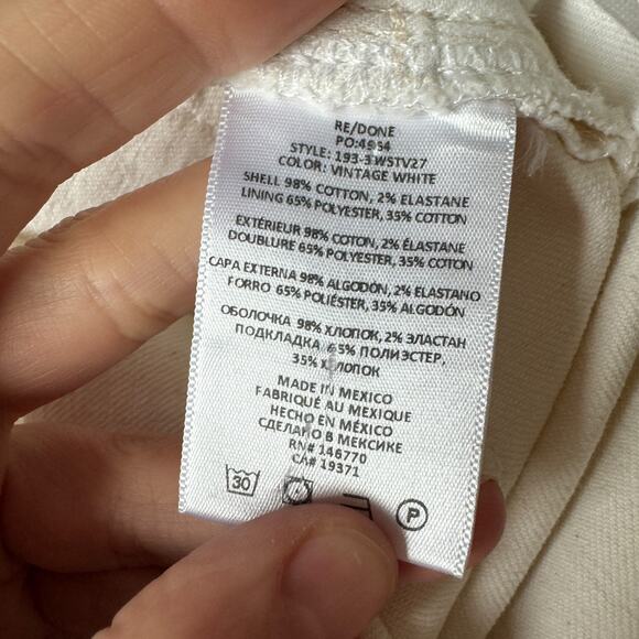 NEW Re/Done 70s Stovepipe Jeans Vintage White - Picture 11 of 12